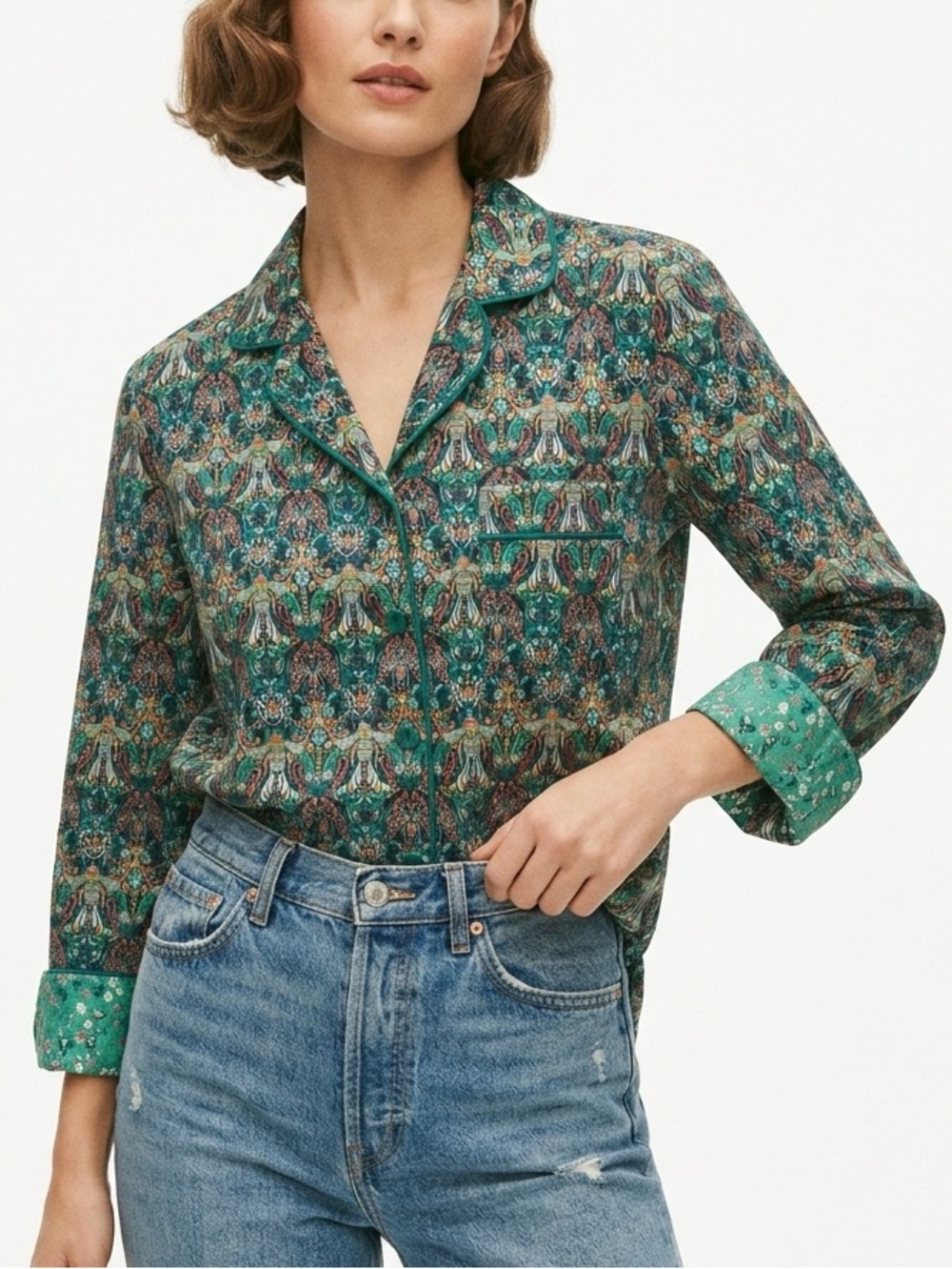 Antonio Melani Liberty Print Pajama Top S Button Up Luxe‎ Sleepwear